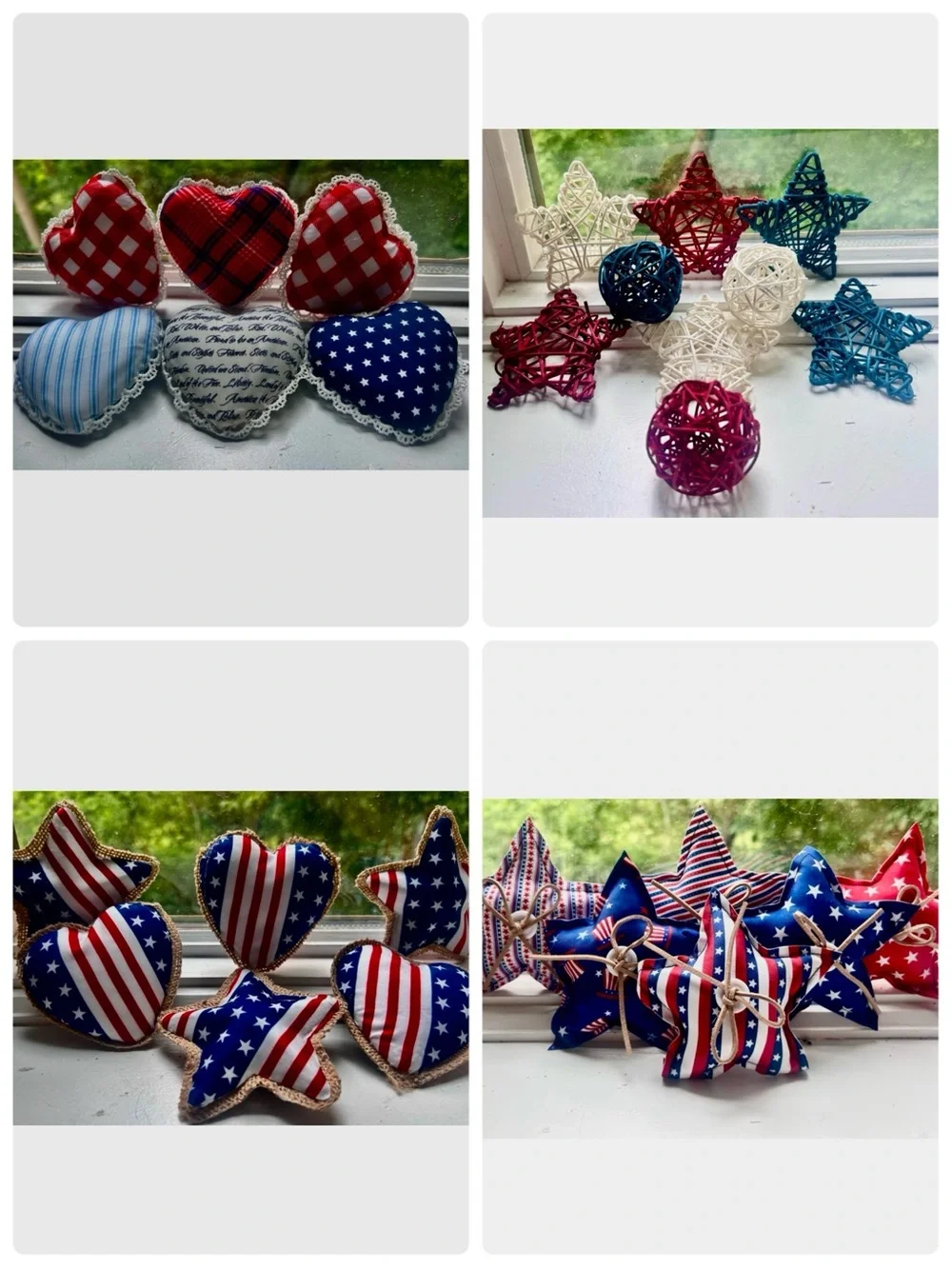 27 Vintage Inspired Patriotic Bowl Fillers - Variety Patterns / Materials